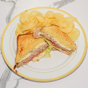 Club sandwich with chips at Destinis Buffalo